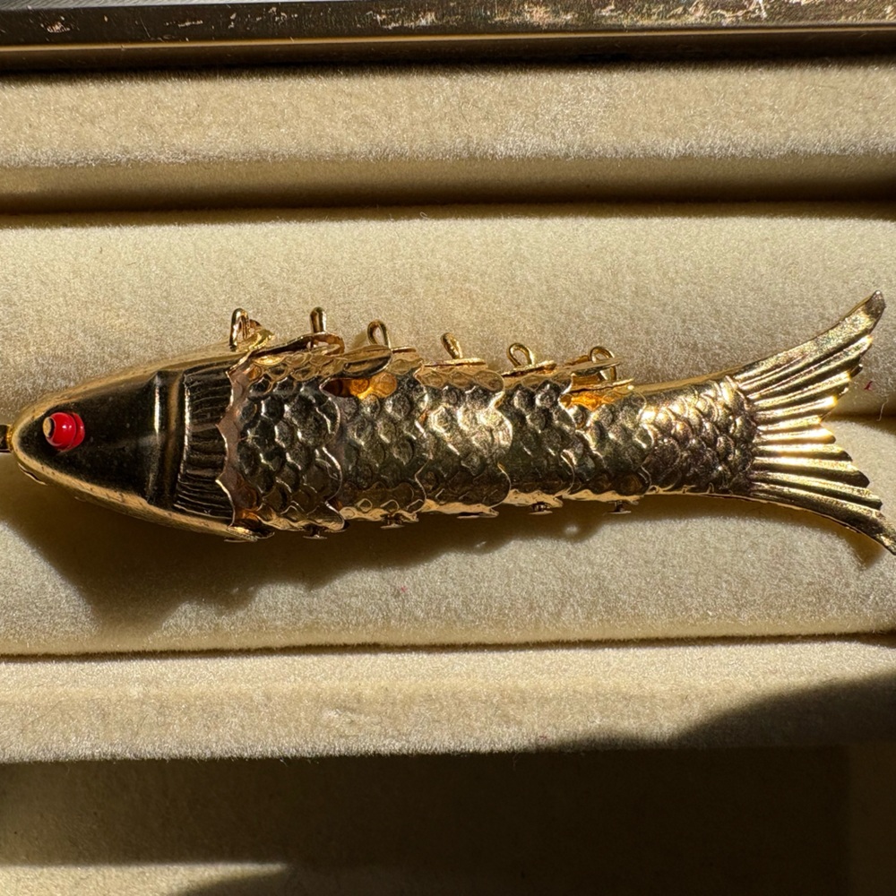 Gold plated articulated fish pendant
